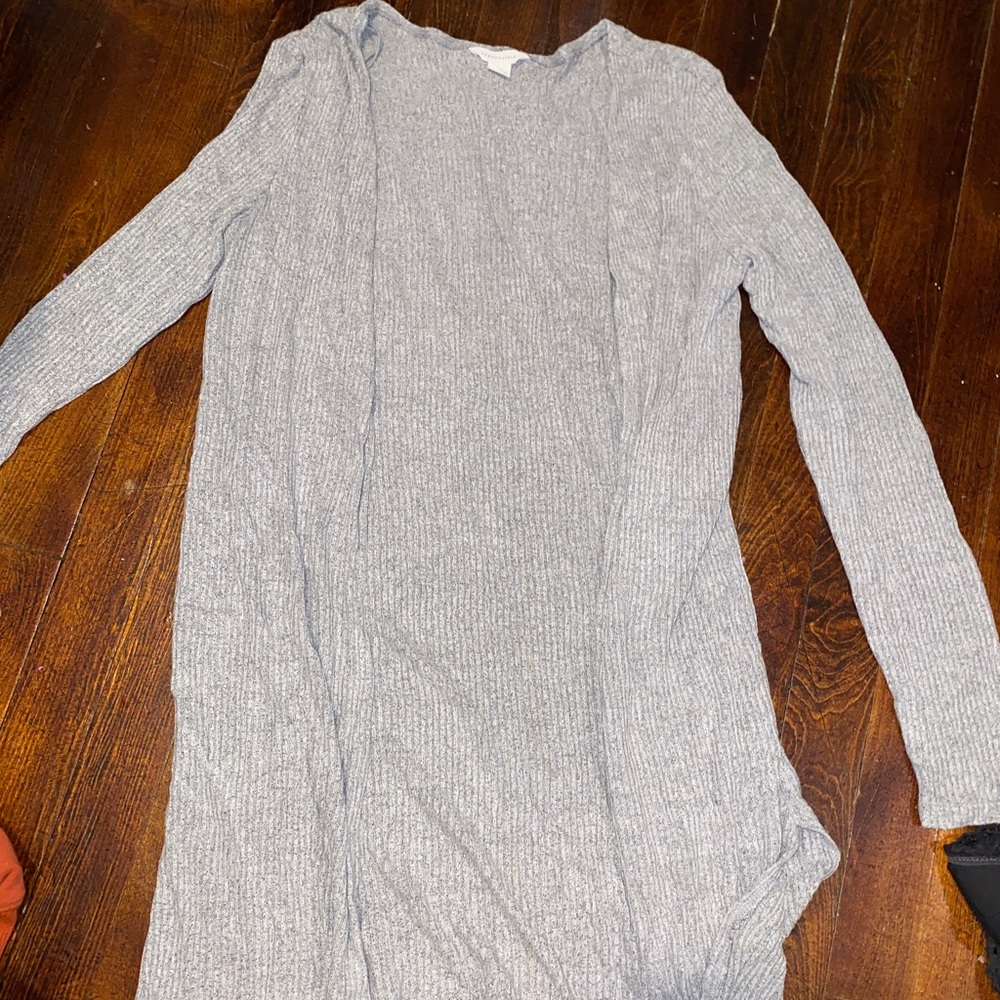 A grey long cardigan